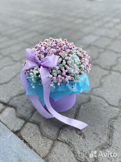 Букет из гипсофилы в коробочке