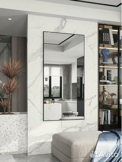 Зеркало прямоугольное в алюминиевой раме 100*150см