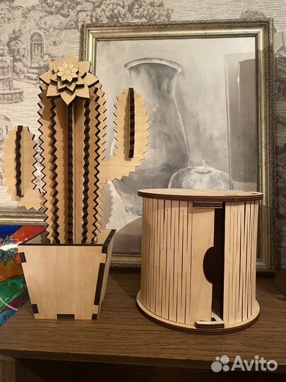 Декор шкатулка и кактус