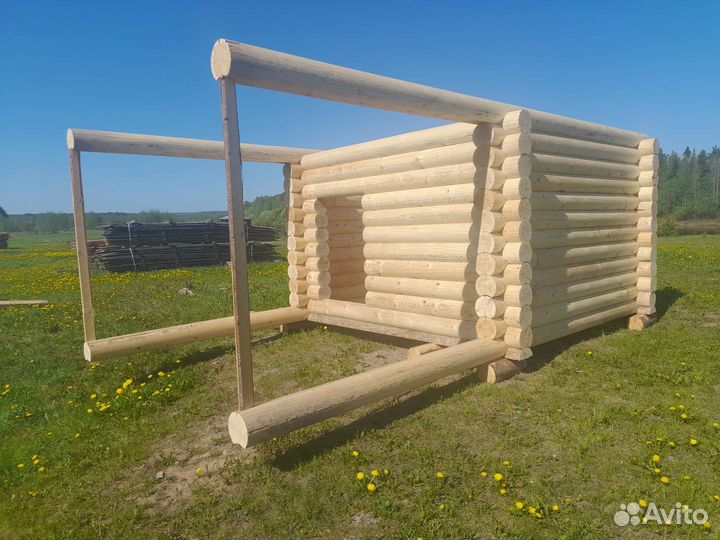 Сруб Бани с выносами