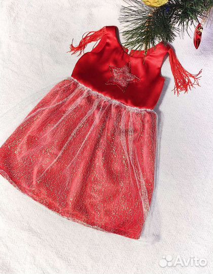 Нарядное красное платье для девочки 98 104