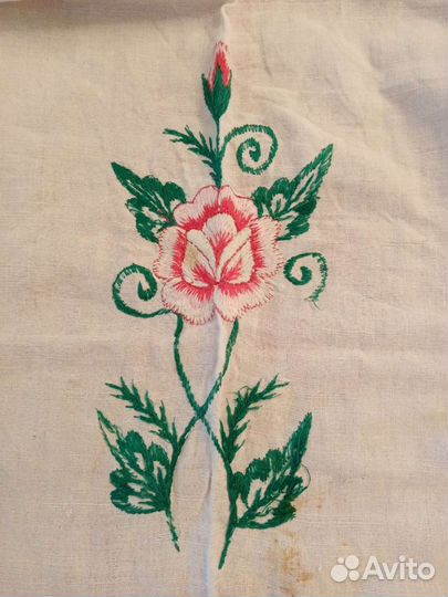 Винтажная наволочка льняная с вышивкой
