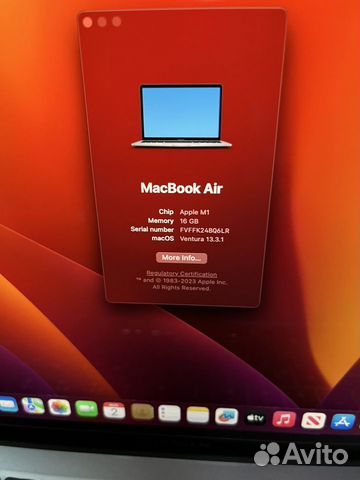 Apple MacBook air M1 16gb Ram объявление продам