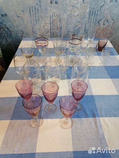 Бокалы винтаж ссср, марганцевое стекло