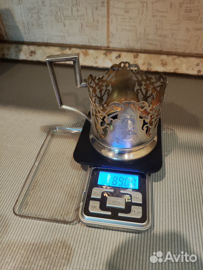 Подстаканник серебро 875 Виноград 1955 г амю5