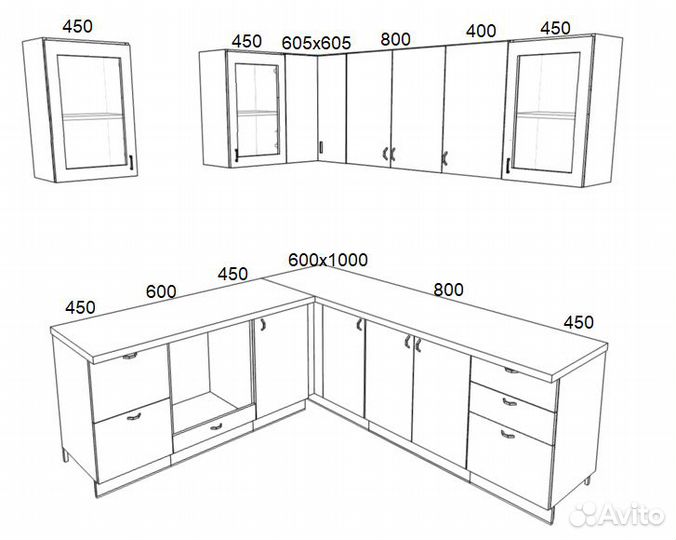 Кухонный гарнитур Классика угловой 2100х2250