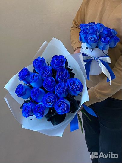 Синие розы Эквадор premium. Цветы. Букет