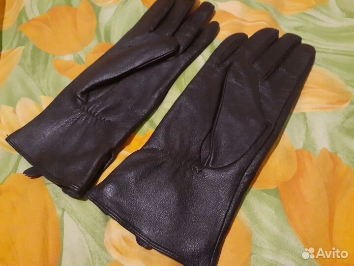 Перчатки Нат.Кожа Варежки Шерсть Женские Новые