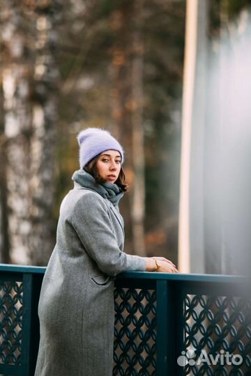 Шапка двойная женская Бини ручного вязания