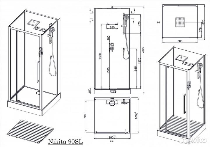 Душевая кабина Acquazzone nikita 90SL