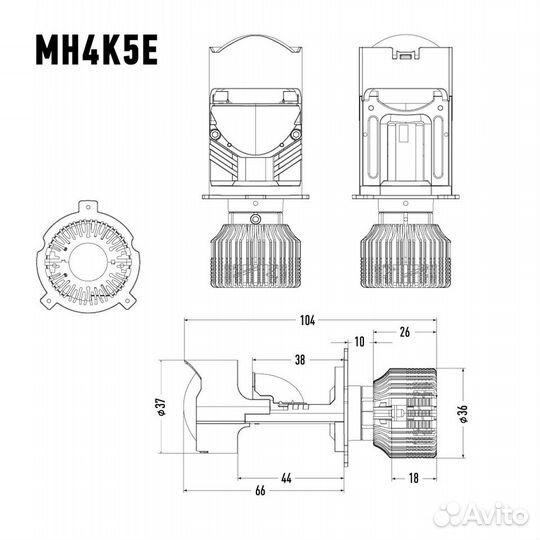 Светодиодные мини линзы MTF Light Expert H4 50W