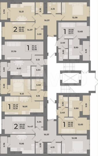 2-к. квартира, 60,7 м², 1/10 эт.