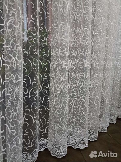 Тюль новый готовый на шторной ленте