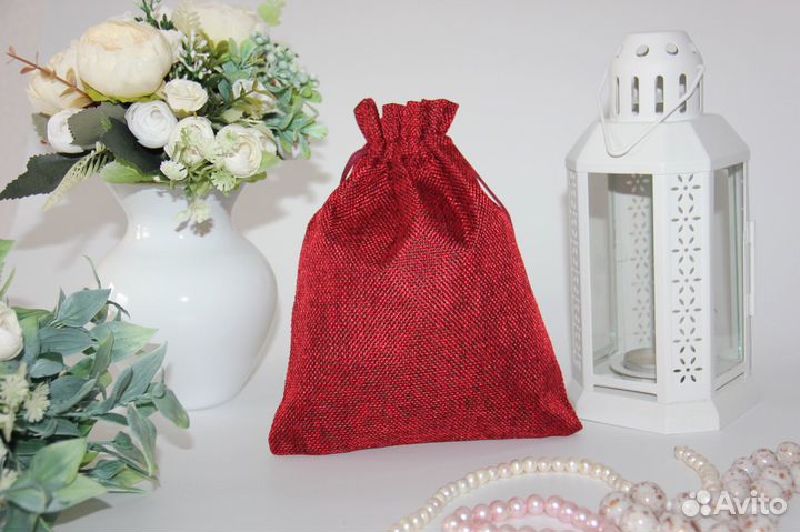 Подарочные мешочки льняные, цвет микс