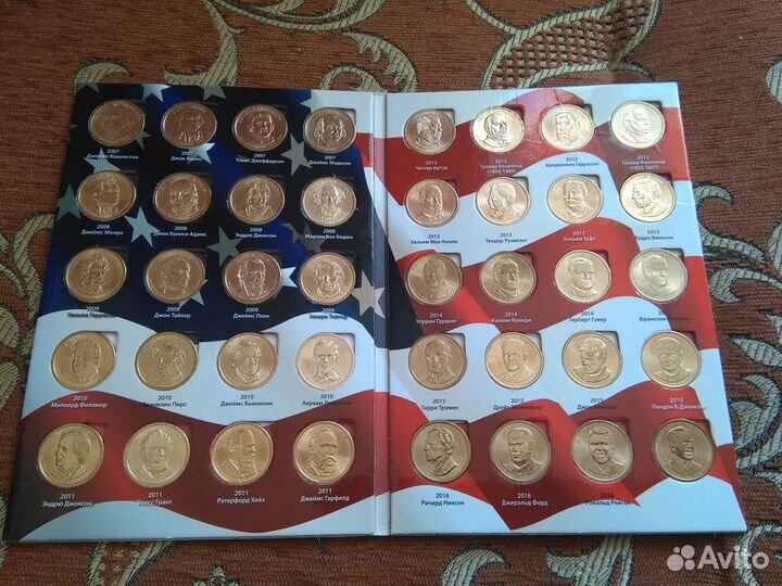 Набор монет 1 доллар США Президенты 40 шт. в альб