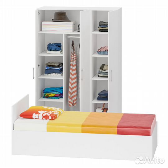 Спальный гарнитур белый № 1 Стандарт с кроватью 900, цвет белый, спальное место 900х2000 мм., без ма