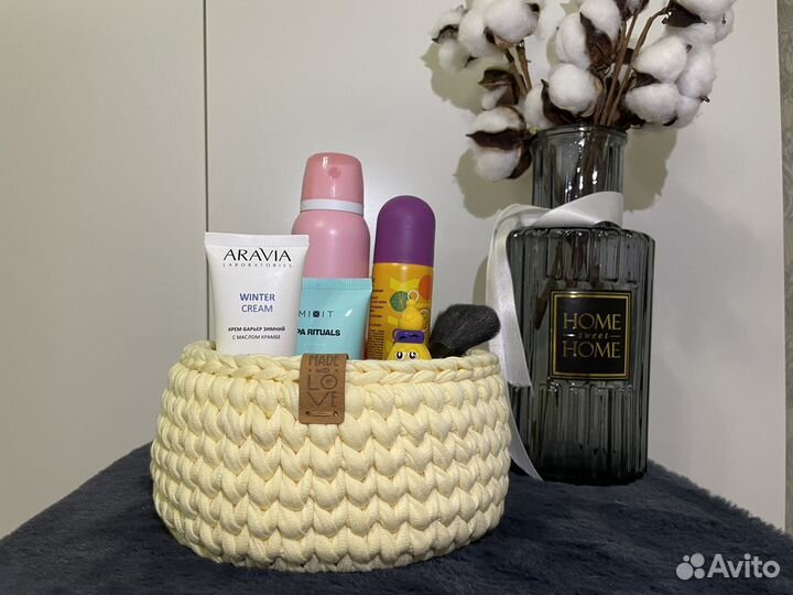 Корзина из трикотажной пряжи подарок 8 марта