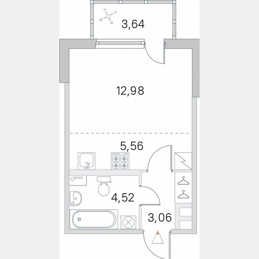Квартира-студия, 27,2 м², 2/5 эт.