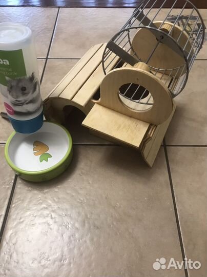 Домик,кормушка,поилка,корм для хомяка