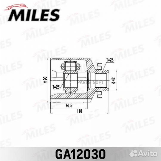 Miles GA12030 ШРУС KIA optima/magentis 09 09- (GEN