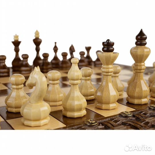 Шахматы и нарды резные Альмансор 50 х 50 см дерево Армения 62514