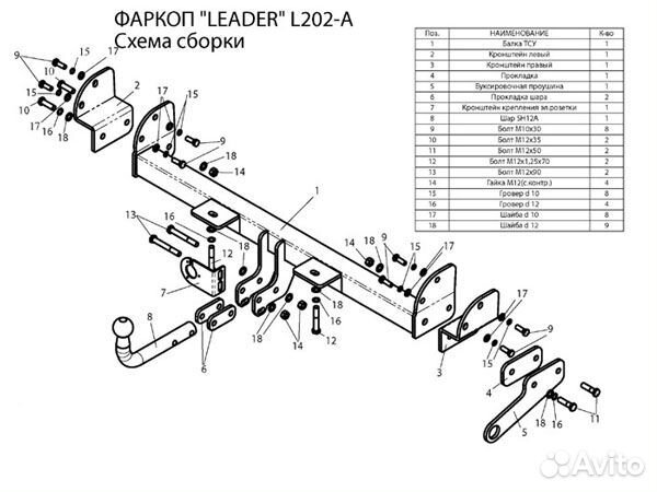 Фаркоп Land Rover Freelander 1997-2006