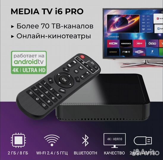 SMART tv андроид приставка 4к новая