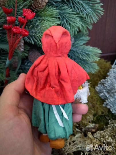 Ватная игрушка на елку Красная Шапочка