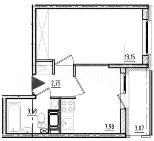 1-к. квартира, 30,5 м², 9/19 эт.