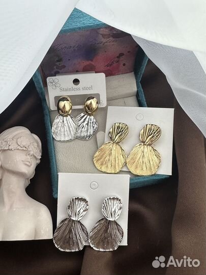 Сережки в стиле ботега, тренды, капли, ракушки