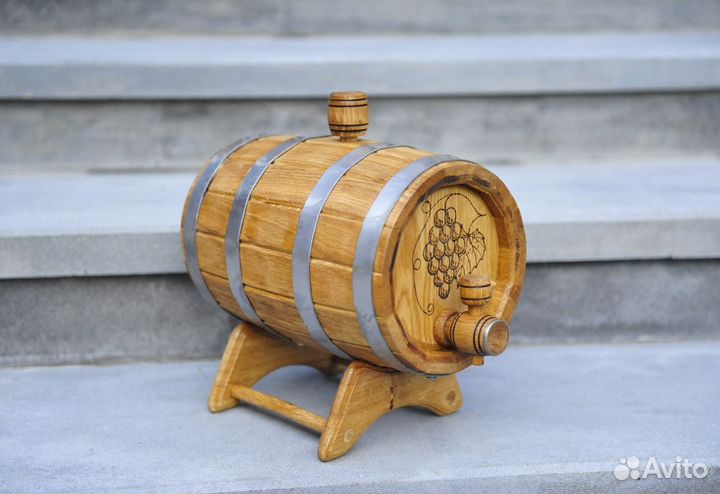 Бочонок дубовый с краном разный объём обручи