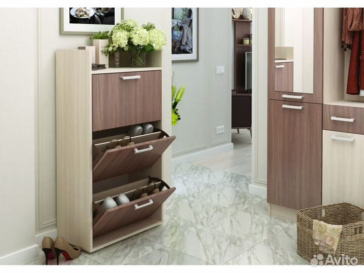 Обувница ясень светлый/ясень темн с Доставкой