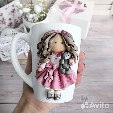Кружка с декором из полимерной глины