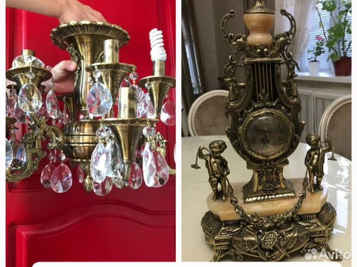 Люстра и часы