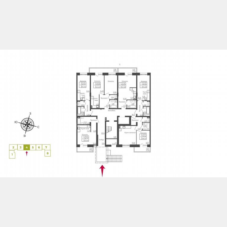 1-к. квартира, 45,3 м², 1/5 эт.