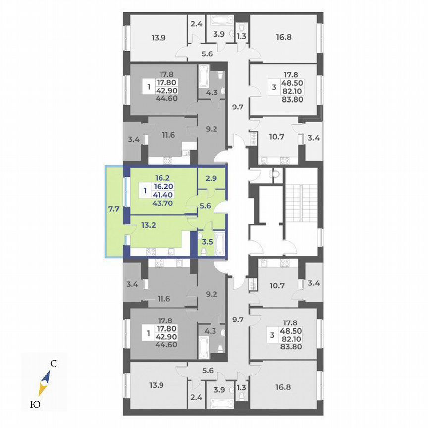 1-к. квартира, 43,7 м², 3/7 эт.