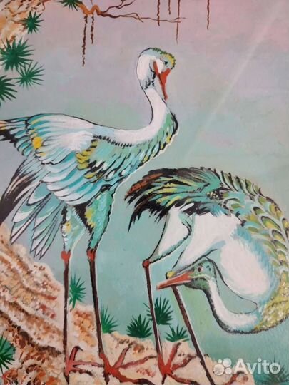 Картина в рамке,Журавли