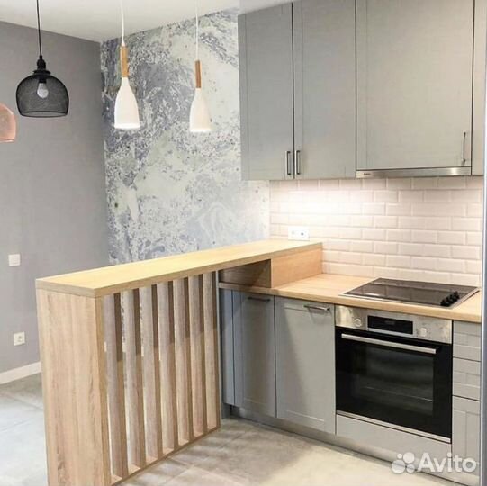 Кухонный гарнитур в серых тонах