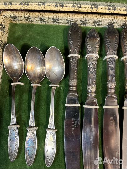 Мельхиоровый набор ложки вилки ножи