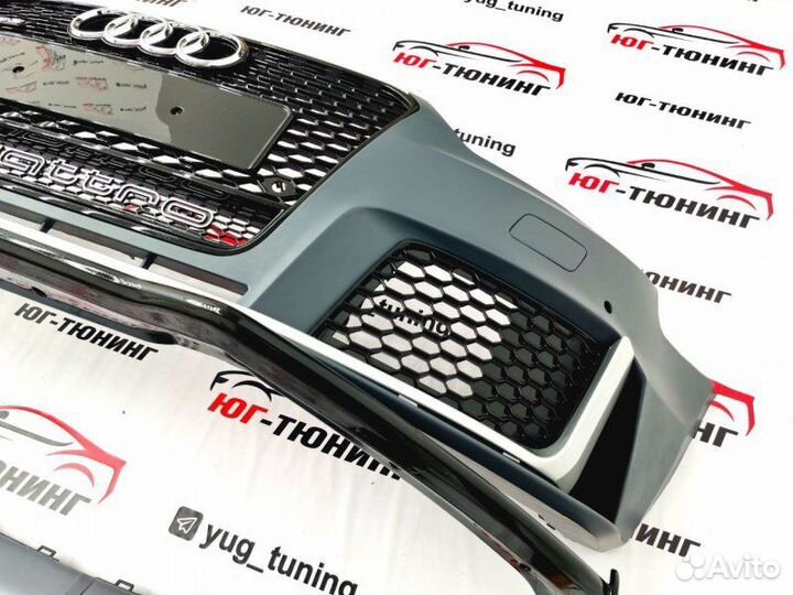 Передний бампер с губой в стиле RS3 + диффузор RS