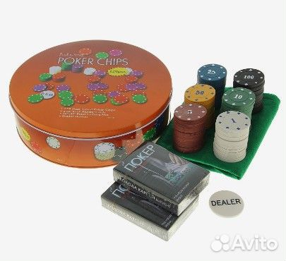 Покер, набор для игры (карты 2 колоды, фишки 120 ш