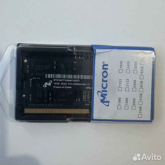 Озу sodimm ddr4 16gb 3200 новая micron