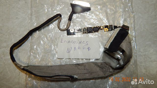 Шлейф матрицы ноутбука с камерой, гнездо питания