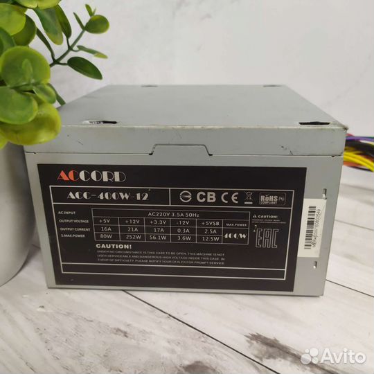 Блок питания Accord 400w с 6 pin