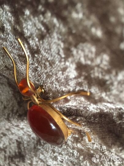 Брошь паук, муравей янтарь винтаж СССР, б/у