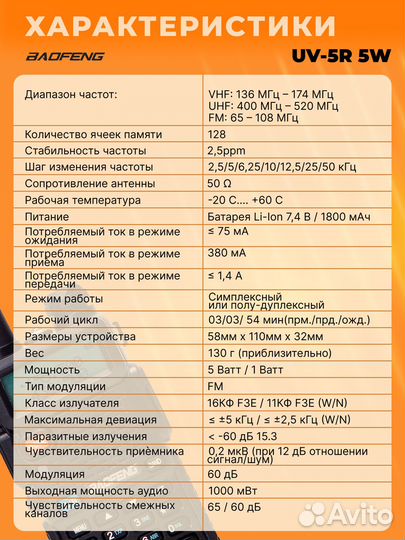 Рация Baofeng UV-5R, аксессуары