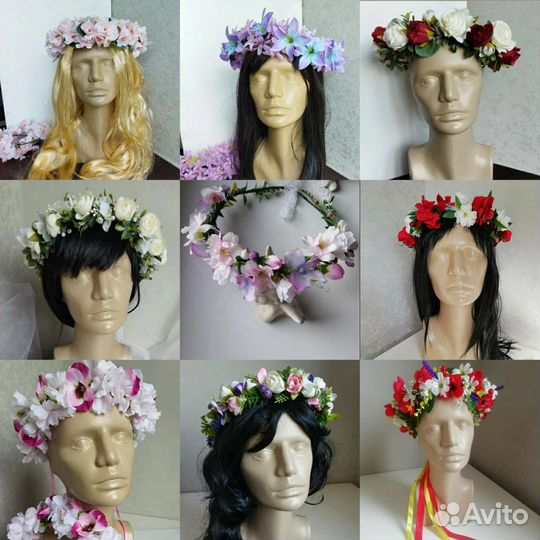 Венки на голову цветочные