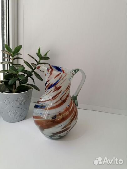 Кувшин ваза СССР из цветного стекла