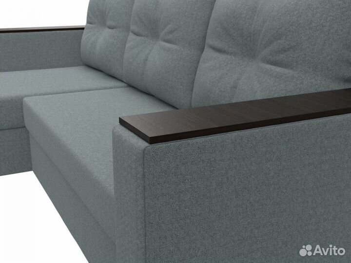 Диван угловой Атланта Лайт Б-С левый угол, рогожка, амур серый