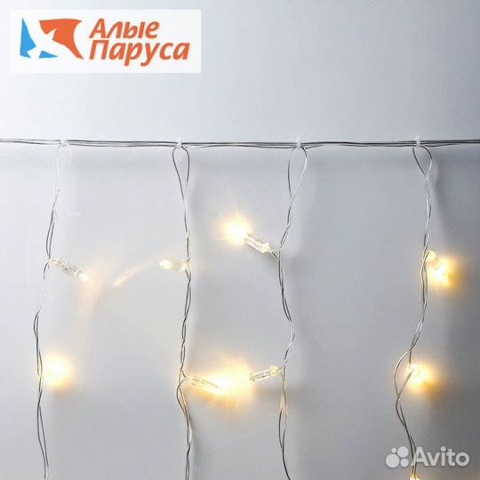 Гирлянда Занавес 2x1м/ теплый белый с мерцанием